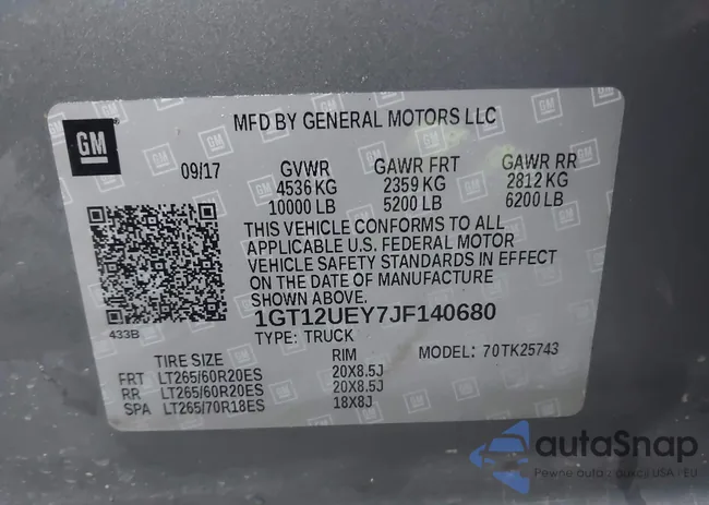 1GT12UEY7JF140680: 43538441