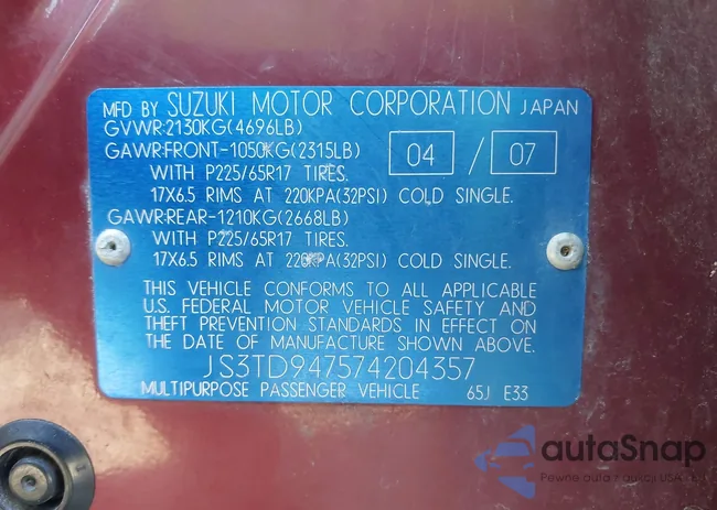 JS3TD947574204357: 43538445