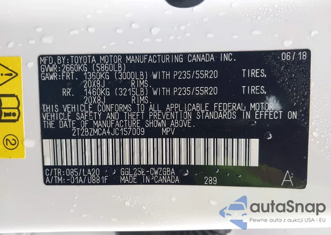 2T2BZMCA4JC157009: 43538481