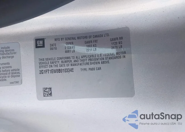 2G1FT1EW8B9103348: 43538543