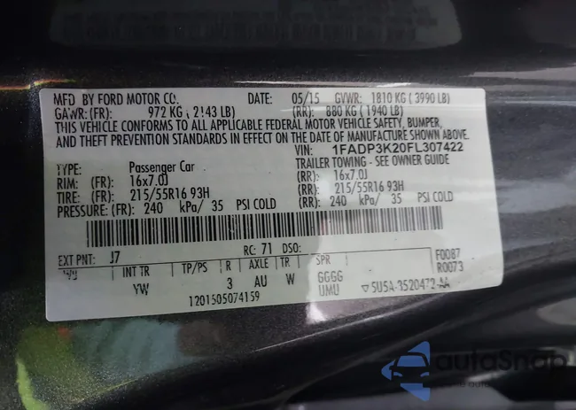 1FADP3K20FL307422: 43538610