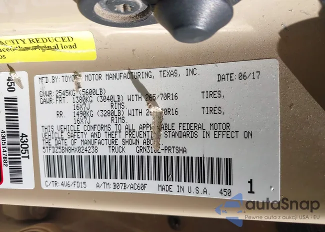 5TFDZ5BN8HX024238: 43538664