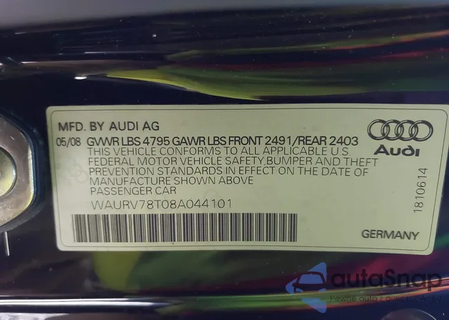 WAURV78T08A044101: 43538670