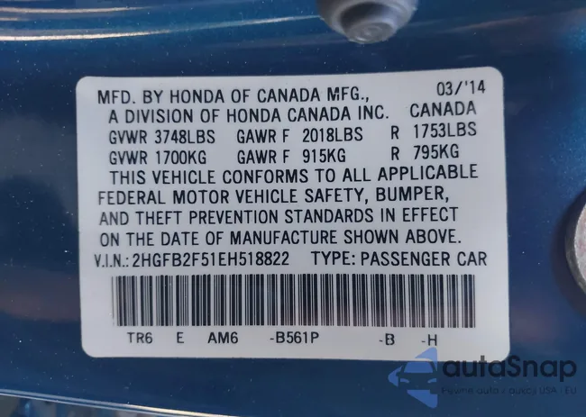 2HGFB2F51EH518822: 43538735