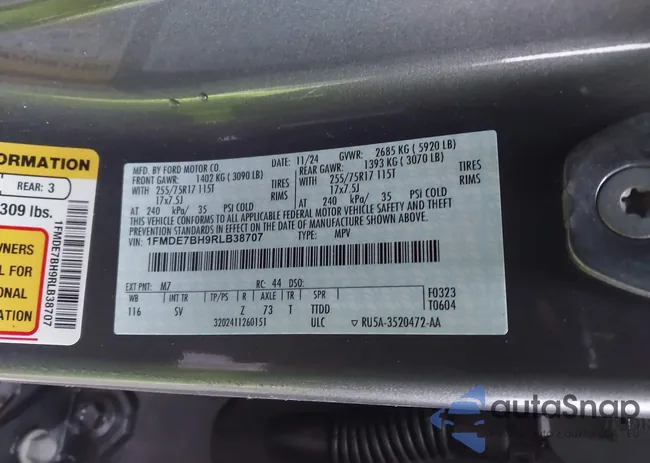 1FMDE7BH9RLB38707: 43538919