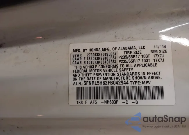 5FNRL5H62FB042944: 43537982