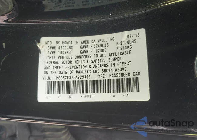 1HGCR2F37FA229893: 43538003