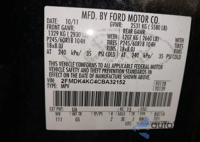 2FMDK4KC4CBA32152: 43538125