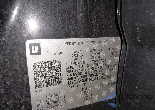 1GCGSBEN1J1281102: 43538128