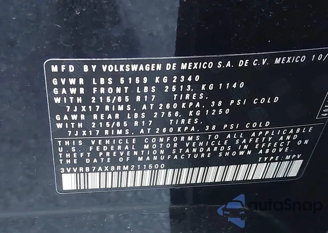 3VVRB7AX8RM211500: 43538199