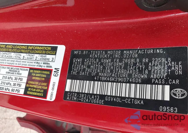 4T1BK46K29U074606: 43538282