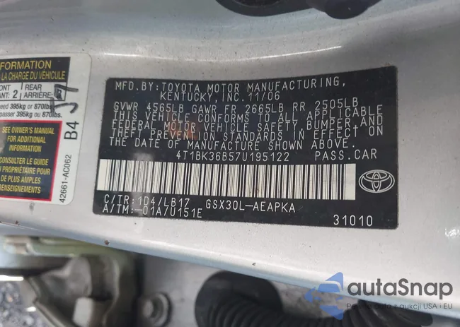 4T1BK36B57U195122: 43539448