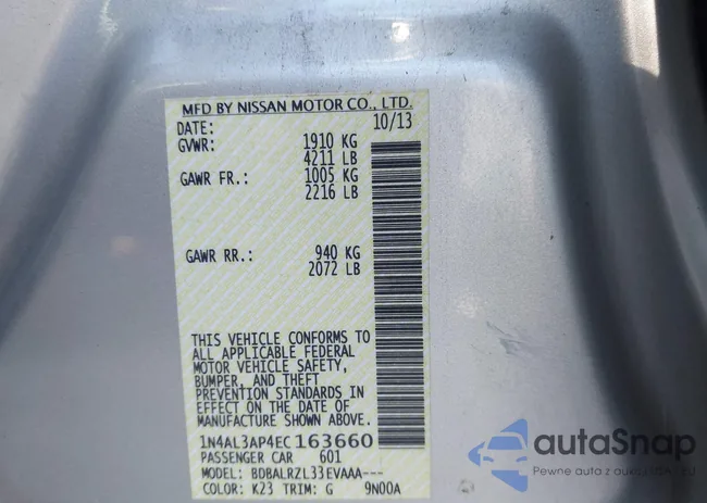 1N4AL3AP4EC163660: 43539527