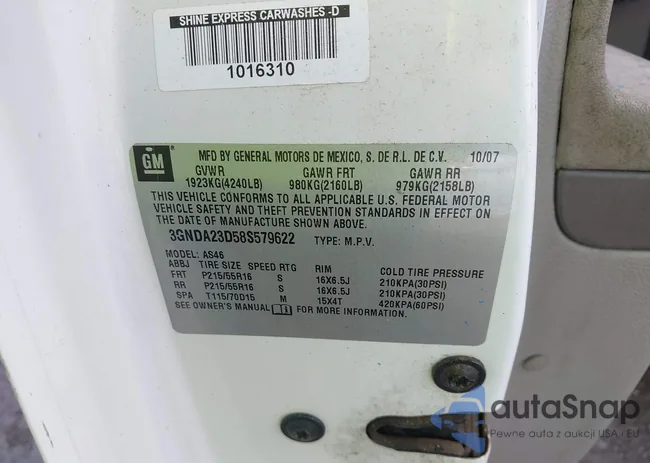 3GNDA23D58S579622: 43539543