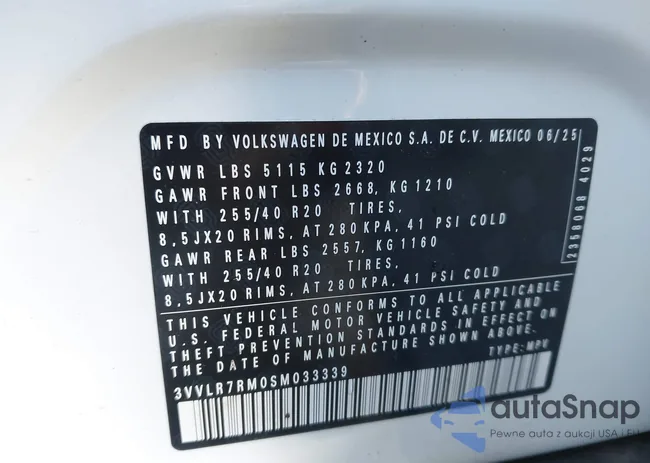 3VVLR7RM0SM033339: 43539565