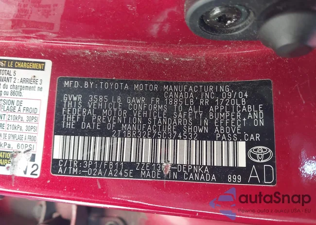 2T1BR32E75C374532: 43539758