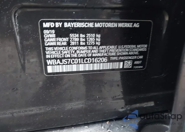 WBAJS7C01LCD16206: 43539960