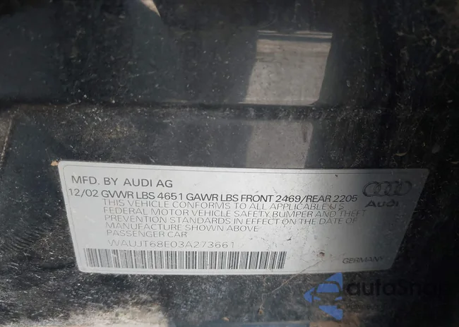 WAUJT68E03A273661: 43538978