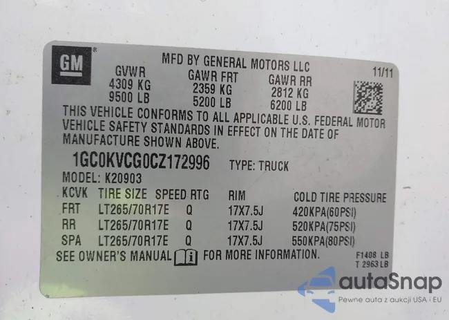 1GC0KVCG0CZ172996: 43538980