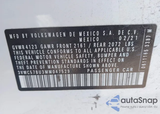 3VWC57BU3MM047529: 43539060