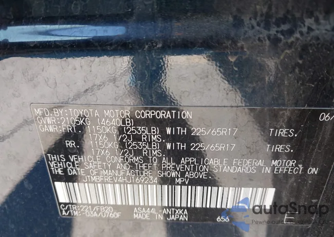 JTMBFREV4HJ169234: 43539140