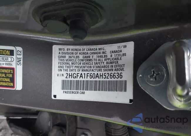 2HGFA1F60AH526636: 43540375