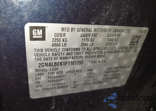 2GNALBEK1F1161155: 43540417