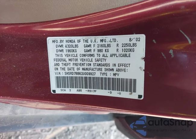 SHSRD78862U009927: 43540581