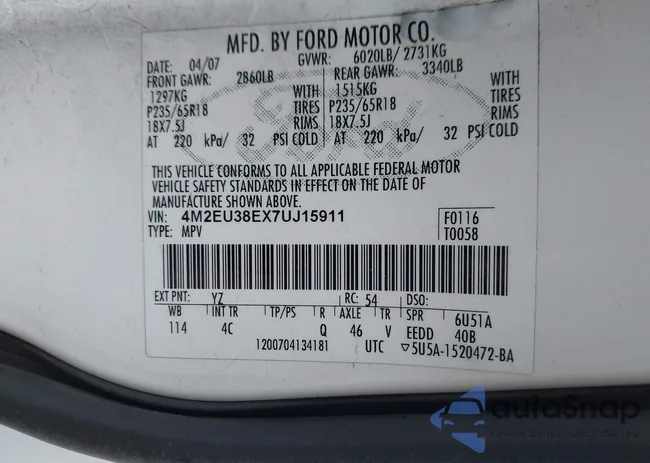 4M2EU38EX7UJ15911: 43540590