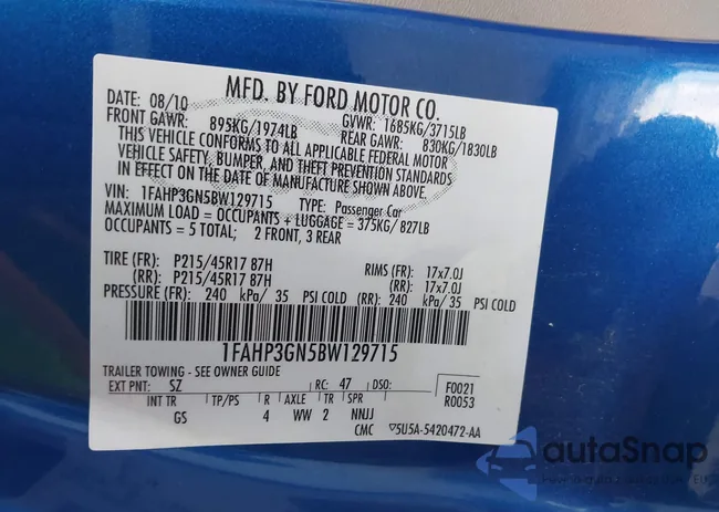 1FAHP3GN5BW129715: 43540767