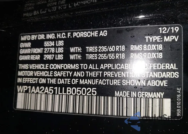 WP1AA2A51LLB05025: 43540878