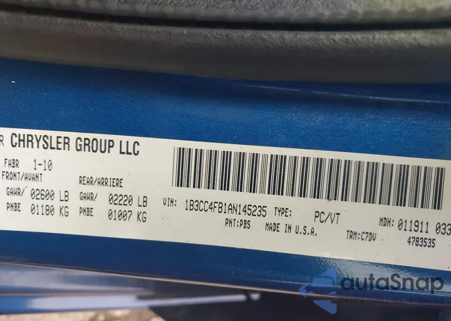 1B3CC4FB1AN145235: 43540045