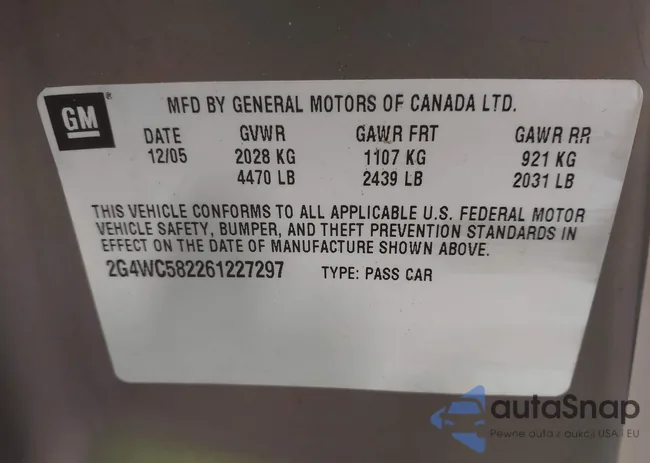 2G4WC582261227297: 43540059