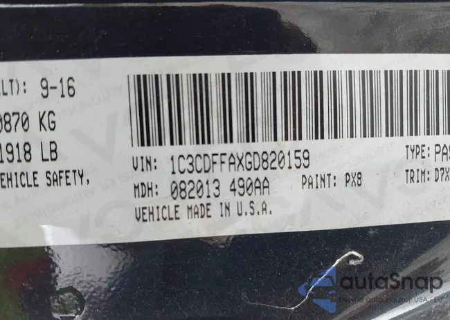 1C3CDFFAXGD820159: 43540069