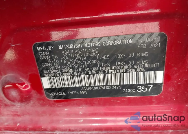 JA4APUAU7MU022479: 43540099