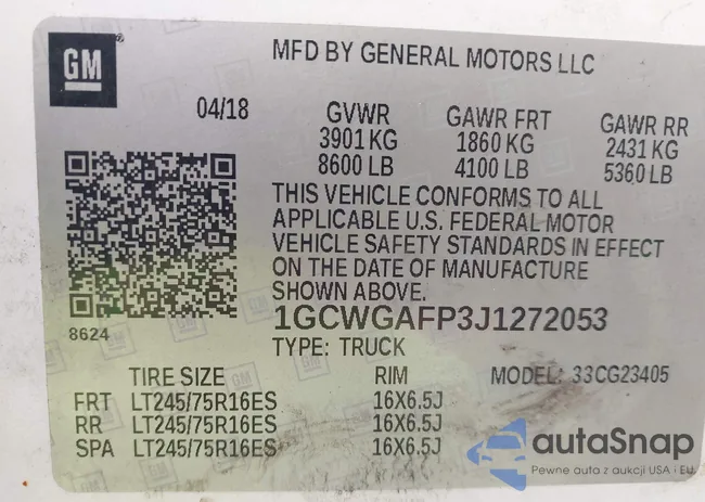 1GCWGAFP3J1272053: 43540222