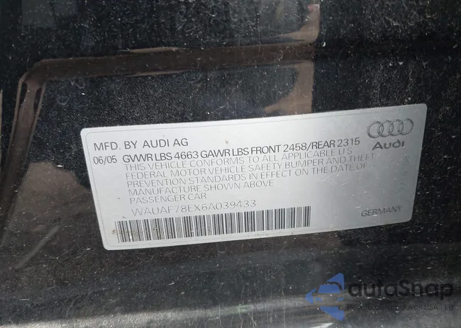 WAUAF78EX6A039433: 43540329