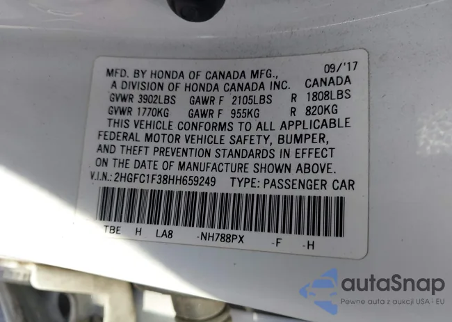 2HGFC1F38HH659249: 43541405