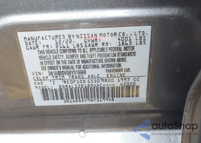 3N1AB8DV9NY319948: 43541698