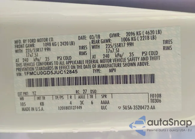 1FMCU0GD5JUC12845: 43541837