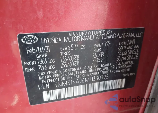 5NMS14AJ6MH330395: 43541240