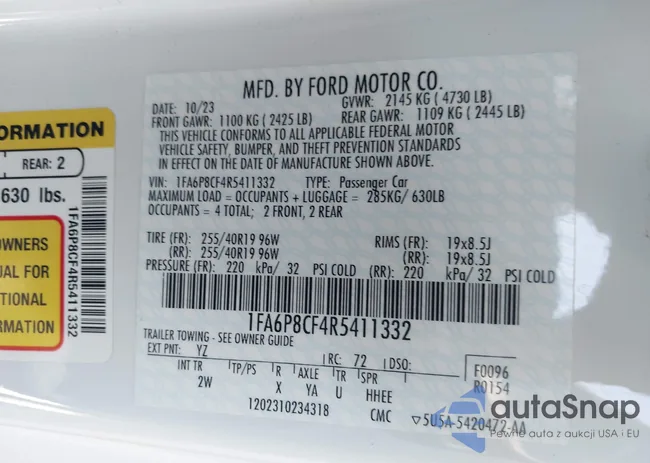 1FA6P8CF4R5411332: 43541317