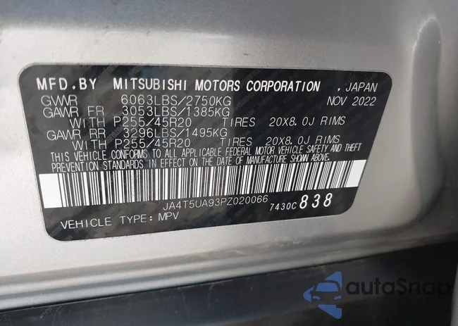 JA4T5UA93PZ020066: 43542384