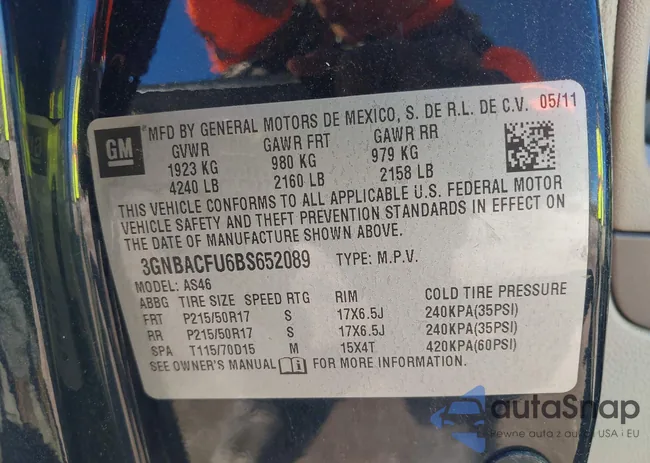 3GNBACFU6BS652089: 43542508