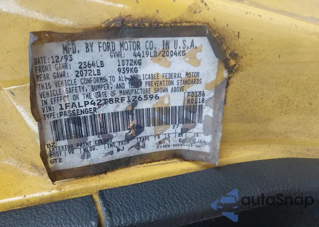 1FALP42T8RF126596: 43542543