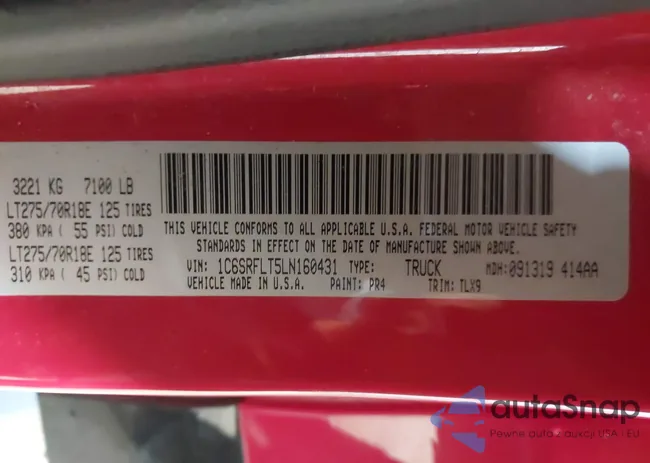 1C6SRFLT5LN160431: 43542574