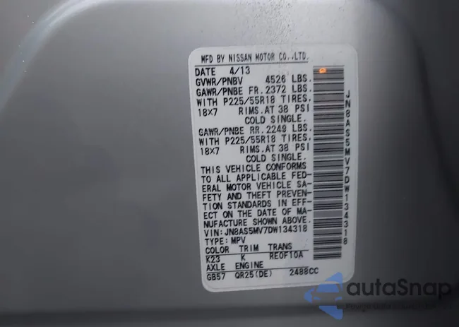 JN8AS5MV7DW134318: 43542646