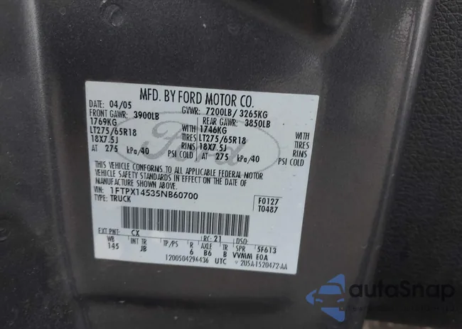 1FTPX14535NB60700: 43542743