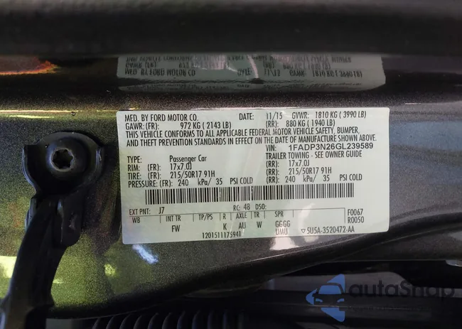 1FADP3N26GL239589: 43542745