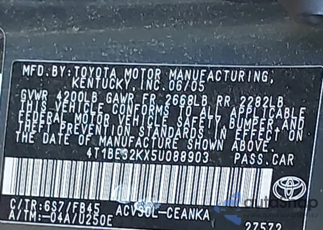 4T1BE32KX5U088903: 43542834